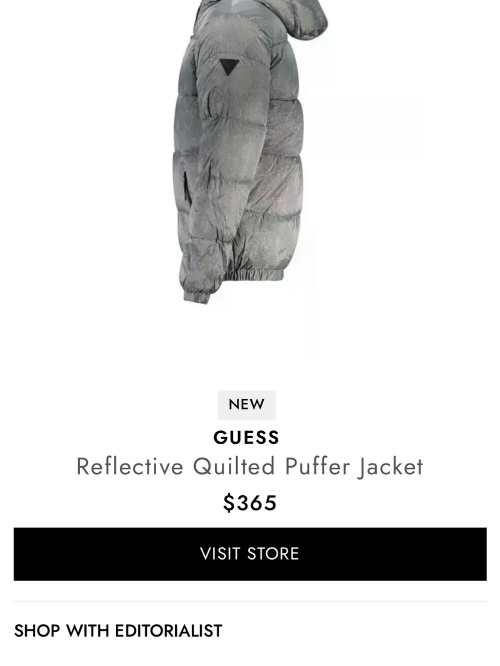 GUESS Reflective Quilted Puffer Jacket - Silver Gray